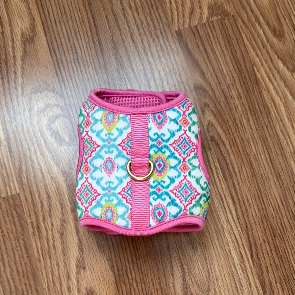 Colorful Pet Harness with Pink Trim